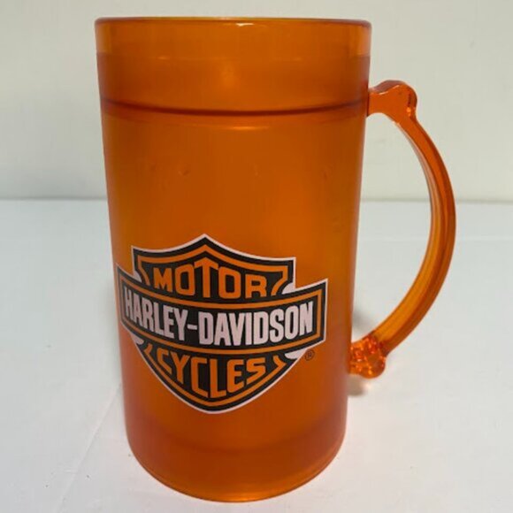 Harley-Davidson Frosty Freezer Mug Orange Plastic Double Wall Beer Stein - Picture 2 of 9